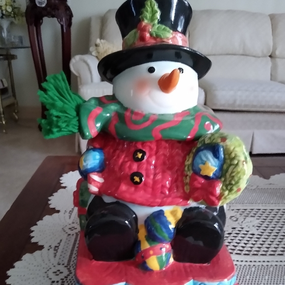 Other - Snowman On Sled Cookie Jar